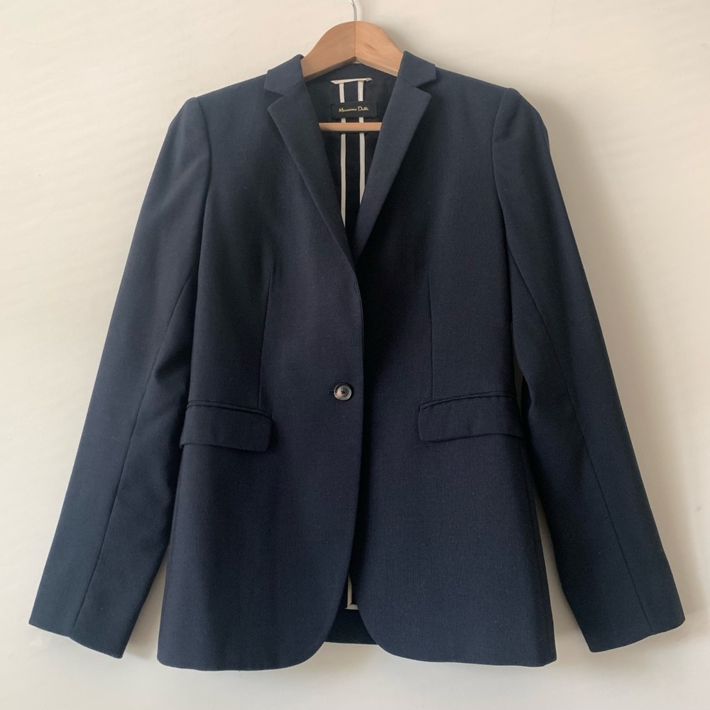 Massimo Dutti Navy Women's Single-Button Blazer Size 6 Academia Preppy Office